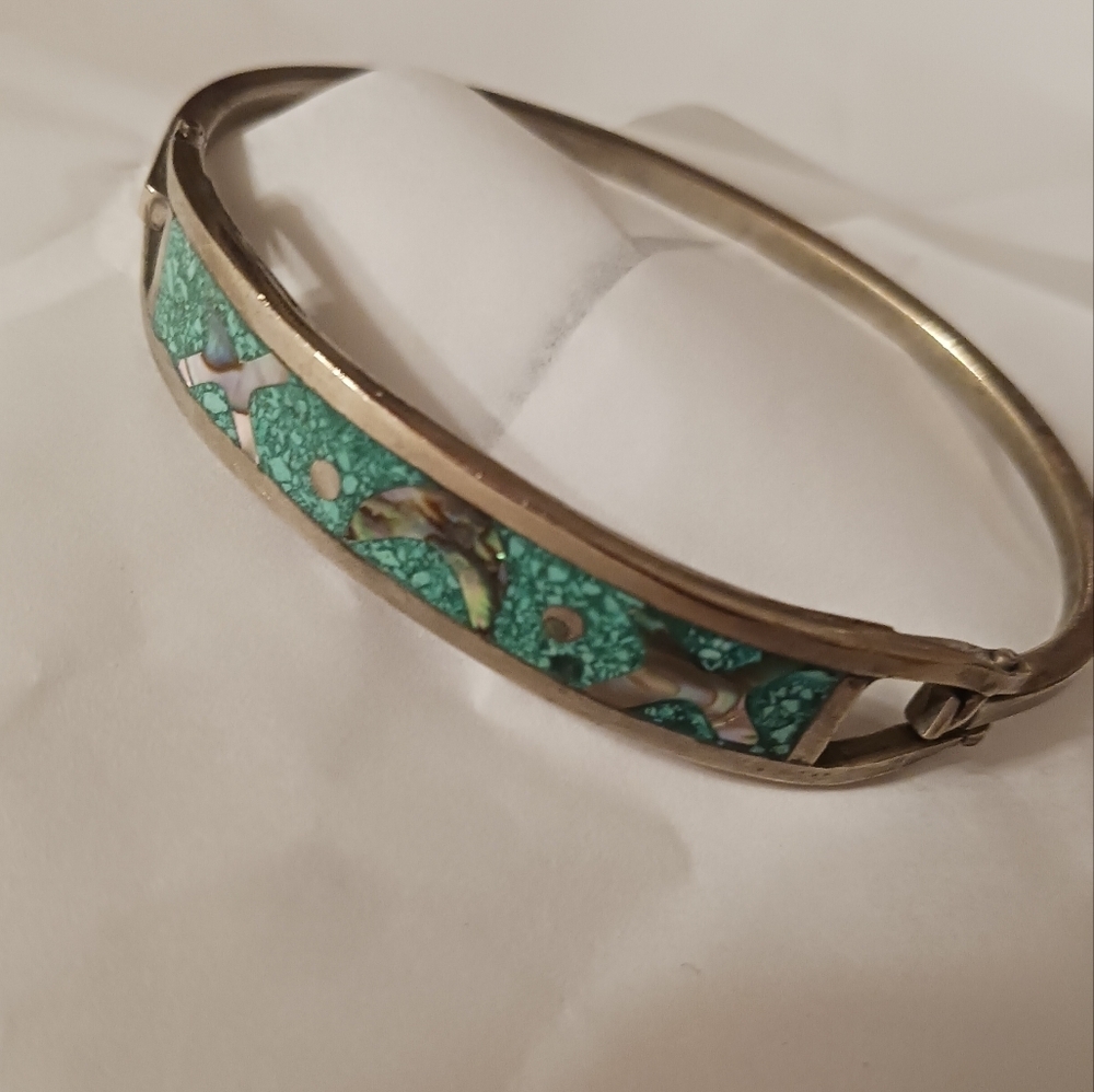 Vintage Silver Bracelet with Turquoise Accents